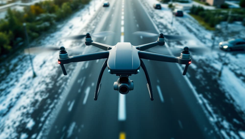 AI Drone Scanning Road